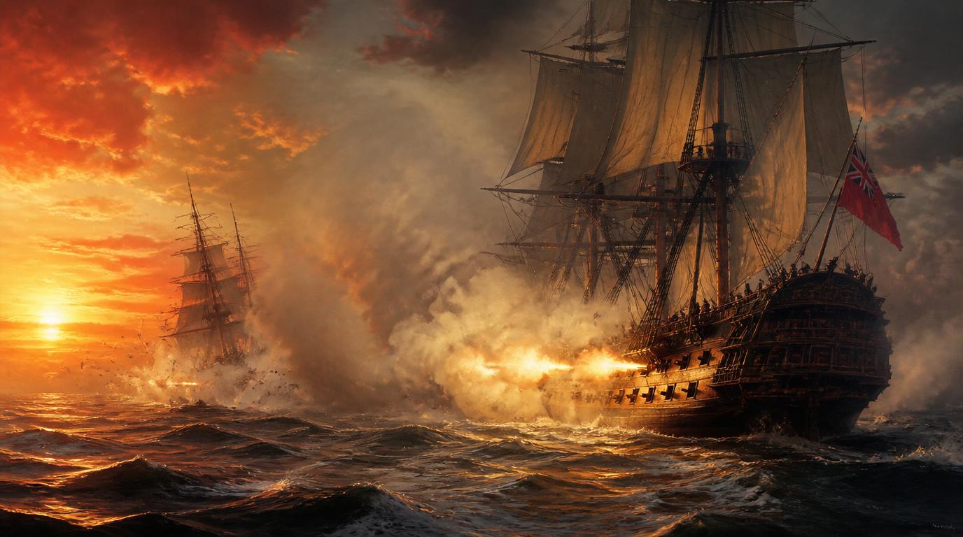 Stormy sea and HMS Jeopardy